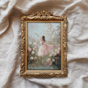 Lámina artística de ballet Cascanueces: decoración infantil vintage de bailarina rosa (descarga digital)