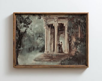 Pride and prejudice temple proposal art print, Cottagecore wall decor, Elizabeth Bennet, Jane Austen Gifts, Printable Digital download