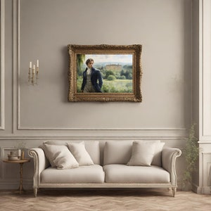 Mr Darcy pride and prejudice art print. Cottagecore wall decor. digital download. Jane Austen gifts. Dark Academia image 2