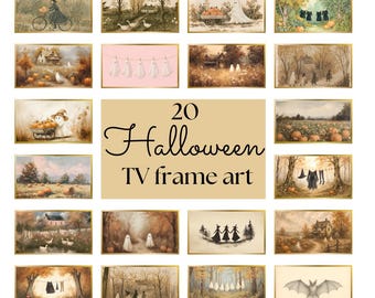 Vintage Halloween TV Art Bundle – Spooky, Witchy, and Cute Ghost Digital Downloads for Fall Hosting and Seasonal Decor