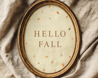 Hello fall print, halloween typography poster, autumn rustic wall decor, vintage fall print, halloween printable, digital download