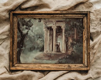 PHYSICAL PRINT Pride and prejudice temple proposal art print, Cottagecore wall decor, Elizabeth Bennet, Jane Austen Gifts