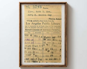Vintage library card due date wall art print, book nook, library wall decor, reading nook decor, bookshop poster, digital download