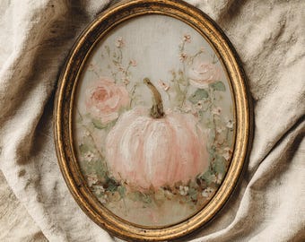 Coquette halloween pink pumpkin wall art, halloween printables, fall hosting decor, pink halloween art, pinkoween, digital download