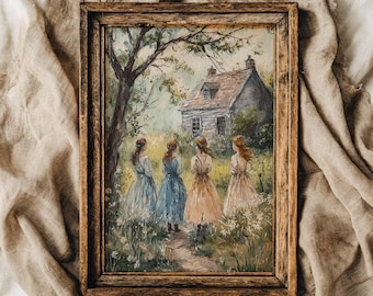 Little women art print, spring hosting wall decor, cottagecore art, book nook, Jo March, little women poster, booknook, digital download