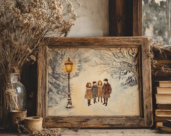 Narnia lamppost art print, book nook decor, reading nook decor, classic book art print, booknook, Printable digital download