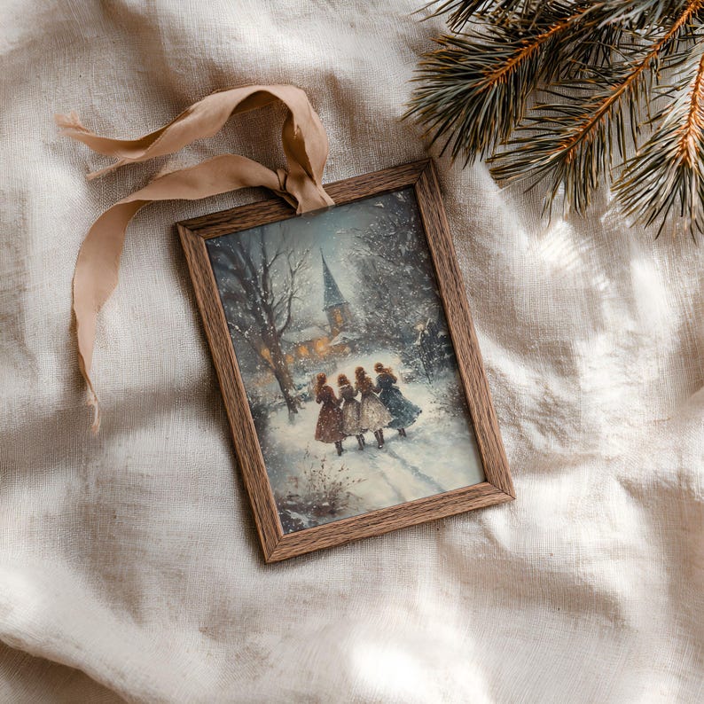 Little women christmas art print, cottagecore art, victorian christmas painting, Jo March, little women poster, digital download image 4