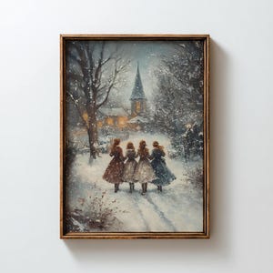 Little women christmas art print, cottagecore art, victorian christmas painting, Jo March, little women poster, digital download image 1