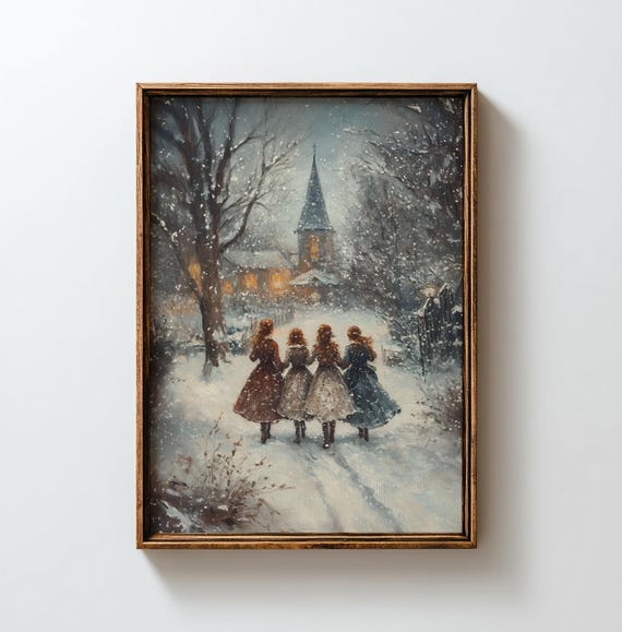 Little women christmas art print, cottagecore art, victorian christmas painting, Jo March, little women poster, digital download
