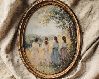 Little women art print, spring hosting wall decor, cottagecore art, victorian oil painting, Jo March, little women poster, digital download
