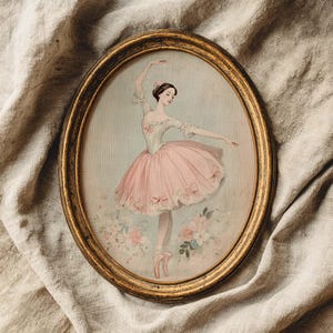 Lámina decorativa de ballet Coquette, decoración vintage para habitación infantil, estilo Nancy Meyers, estética de la vieja aristocracia, balletcore, descarga digital