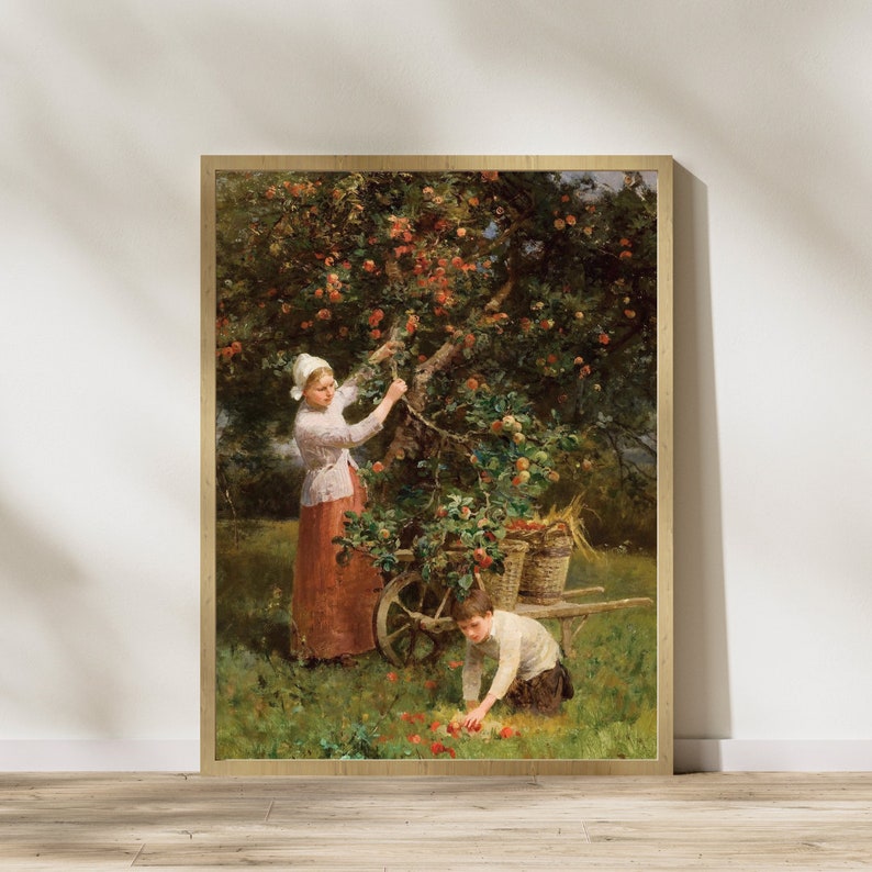 Vintage fall wall oil painting art print, Rustic Fall Art, Vintage Autumn Wall Print, Antique oil painting, printable digital download image 3