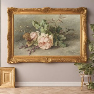 Moody aesthetic art print set, vintage art wall decor, botanical art, antique oil painting, printable digital downloads image 3