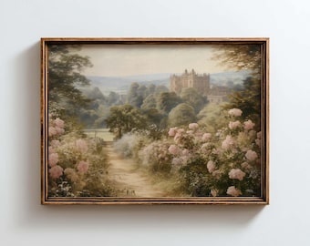 Stolthet och fördom Pemberley herrgård konsttryck, Cottagecore väggdekor, bokhörndekor, bokhörna, Jane Austen presenter, digital nedladdning