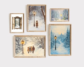 Narnia gallery set art prints, book nook decor, booknook, reading book decor, dorm room art, Narnia wall decor, digital download