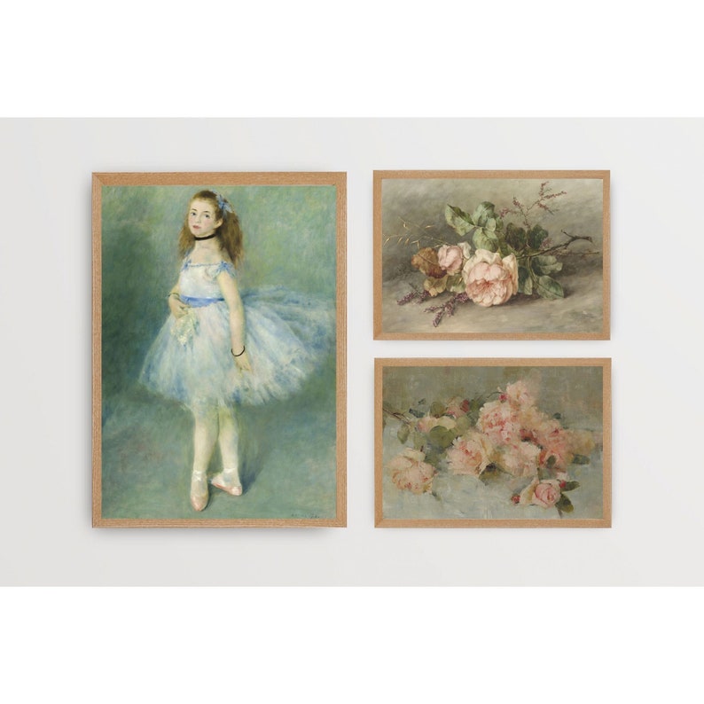 Soft vintage nursery wall art gallery set, ballet art, balletcore, coquette wall decor, nutcracker ballet, printable digital download, image 1