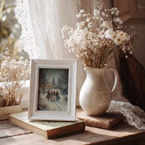Little women christmas art print, cottagecore art, victorian christmas painting, Jo March, little women poster, digital download image 6