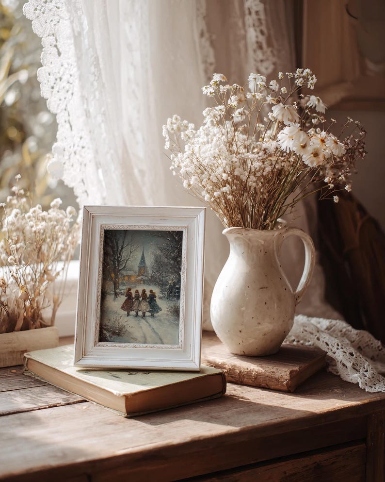 Little women christmas art print, cottagecore art, victorian christmas painting, Jo March, little women poster, digital download image 6