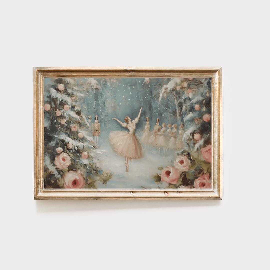 Nutcracker ballet christmas wall art, christmas hosting decor, coquette christmas decor, Holiday wall decor, balletcore, digital download