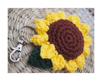 Crochet sunflower keychain