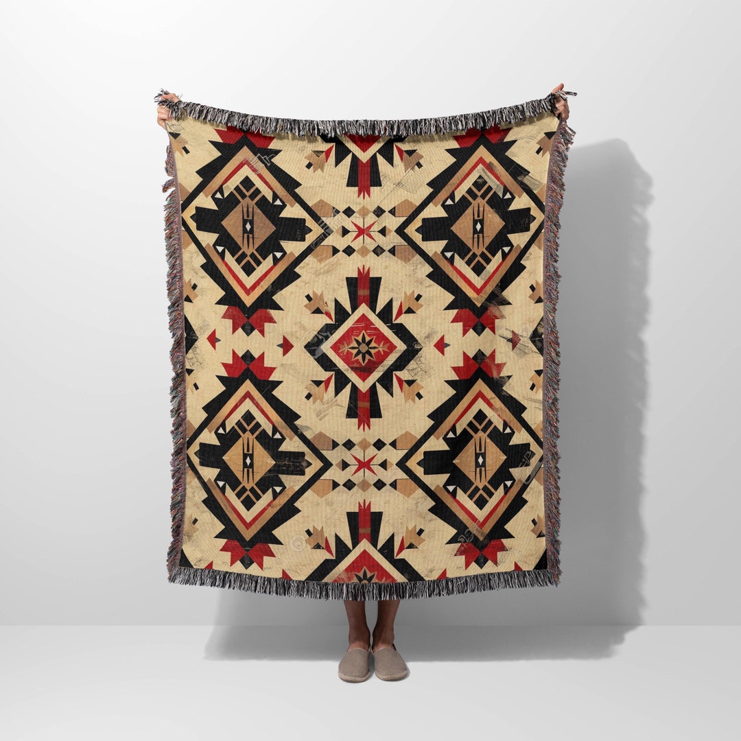 Native American Throw Native American Inspired Woven Blanket - Tribal Cotton Throw, Artisan ...