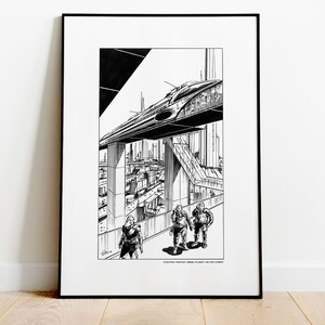 Fighting Fantasy Rebel Planet | On the Street Illustration | Giclée Print | Fits A3 Frame | Sci-Fi | Wall Art