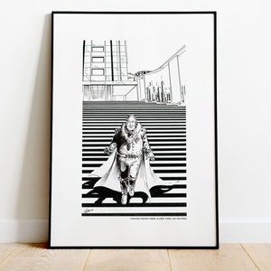 Fighting Fantasy Rebel Planet | Porky On the Steps Illustration | Giclée Print | Fits A3 Frame | Sci-Fi | Wall Art