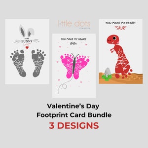 Arte de la huella del día de San Valentín, regalo del bebé del día de San Valentín, tarjeta de la huella del día de San Valentín, artesanía para niños pequeños, artesanía para bebés imprimible