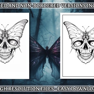 15 Creepy Butterflies Coloring Book - Adult Coloring Pages, Grayscale ...