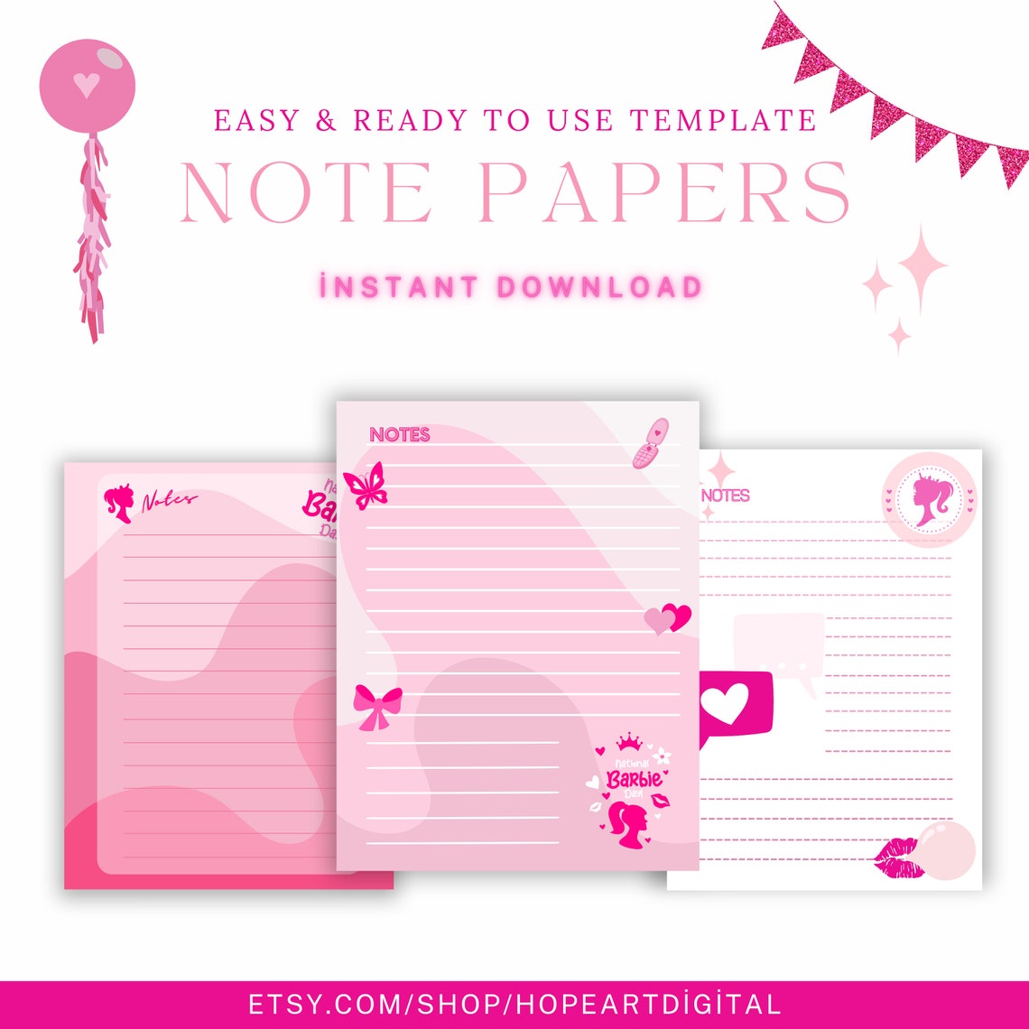 Barbie Printable Note Papers - Etsy
