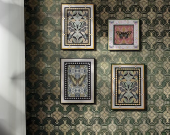 Butterfly prints frame，Vintage wall frame，Gallery Wall Set，Wood Frame Mockup，set of 4 wall frame，kid Artwork frame ，Vintage photo frame set