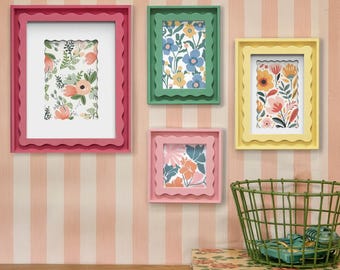 Customizable Colorful Art frame 4x6 5x7,Floral photo frame,Boho Home Decor,Rustic Wedding Gift,Cottagecore Room Decor, Birthday Gift for Her