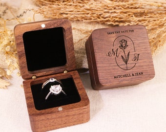 Custom Wedding Ring Box, Wood Ring Box, Engagement Ring Box, Ring Bearer Ring Box, Ring Box Holder, Proposal Ring Box, Wedding Ring Box