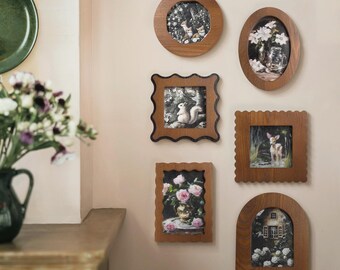 Solid Wood picture frame set，small wood Frames，Distressed Style Frame，Hardwood Vintage frame ，Wedding gift for Couple，kid Painting frame