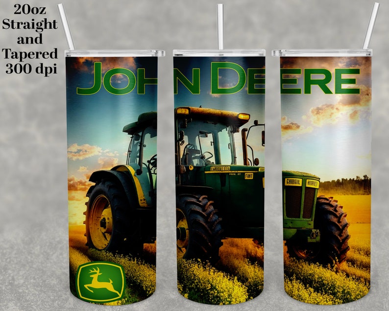 JD Tractor Tumbler, 20 Oz Skinny Stitch Tumbler Sublimation Designs