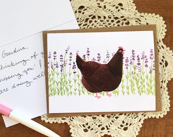 Lavender Chicken Greeting Card || Blank Inside