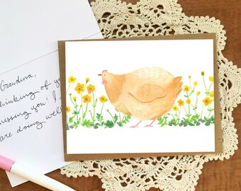 Buttercup Chicken Greeting Card || Blank Inside
