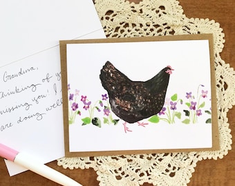 Violet Chicken Greeting Card || Blank Inside