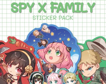 Pakiet naklejek Spy x Family | Emotki anime, naklejki do druku (pobieranie cyfrowe)