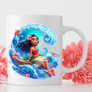 Kubek Princesse Vaiana I Tasse personnalisée Vaiana z inicjałem i prenomem I Kubki en céramique personalizowalne I Idée cadeau noël