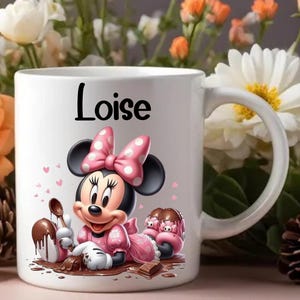 Mug Minnie Mouse I Tasse personnalisée Minnie Mickey Mouse con prenom, mugs en céramique personalisable, idée cadeau noël