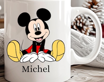 Mug Mickey Mouse I Tasse personnalisée Mickey Mouse with prenom I Mugs en ceramique personnalisable I Idée cadeau noël