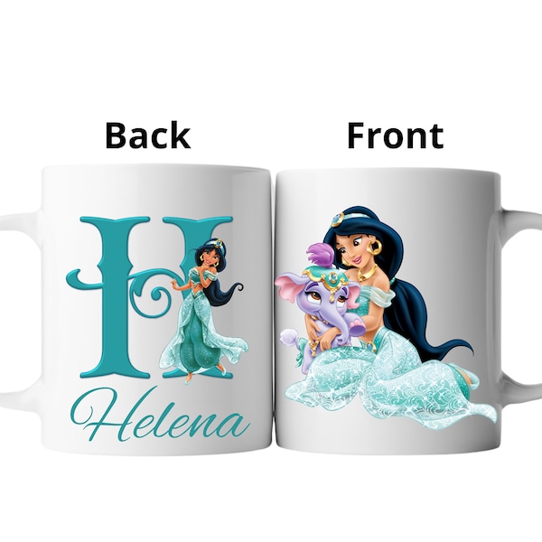 Mug personalized princess Jasmin with initial - mug personalized Jasmin Aladin - Cadeau personnalisé - cup with prenom - children's cup