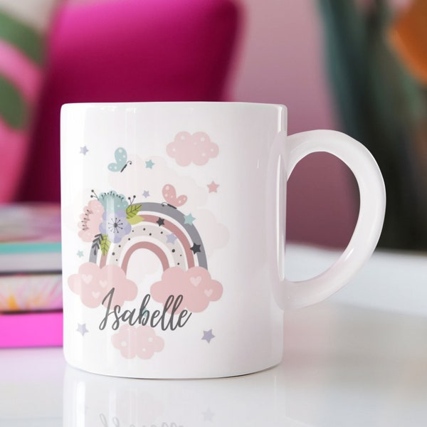 Mug initiale prenom - Mug à personnaliser - Cadeau personnalisé - Cadeau anniversaire - Personnalisation - mug arc en ciel - arc en ciel