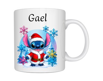 Tasse Stitch Noël I Tasse personalisiert Stitch Noel mit Pränomen I Tassen aus Keramik personalisierbar I Idée cadeau noël