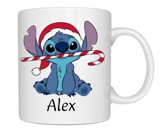 Tasse Stitch Noël I Tasse personalisiert Stitch Noel mit Pränomen I Tassen aus Keramik personalisierbar I Idée cadeau noël