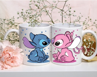 deux Mug personnalisé - mug stitch - mug stitch amoureux - mug Couple personnalisé - mug pour Couple personalisable - idée cadeau Couple