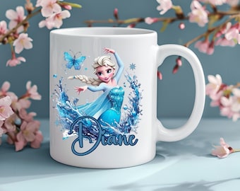 Mok la Reine des Neiges Tasse personalisée Elsa Frozen la Reine des Neiges met prenom I Mokken in keramiek personaliseerbaar Idée cadeau