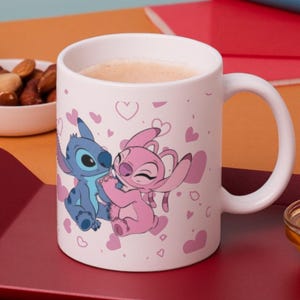 Mug personalized Stitch, mug Ange et Stitch with name, personalized ceramic mugs, idea of cadeau