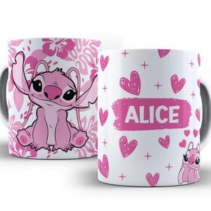 Personalizowany kubek ze ściegiem anioła, różowy kubek ze ściegiem z imieniem, spersonalizowane kubki ceramiczne, pomysł na cadeau